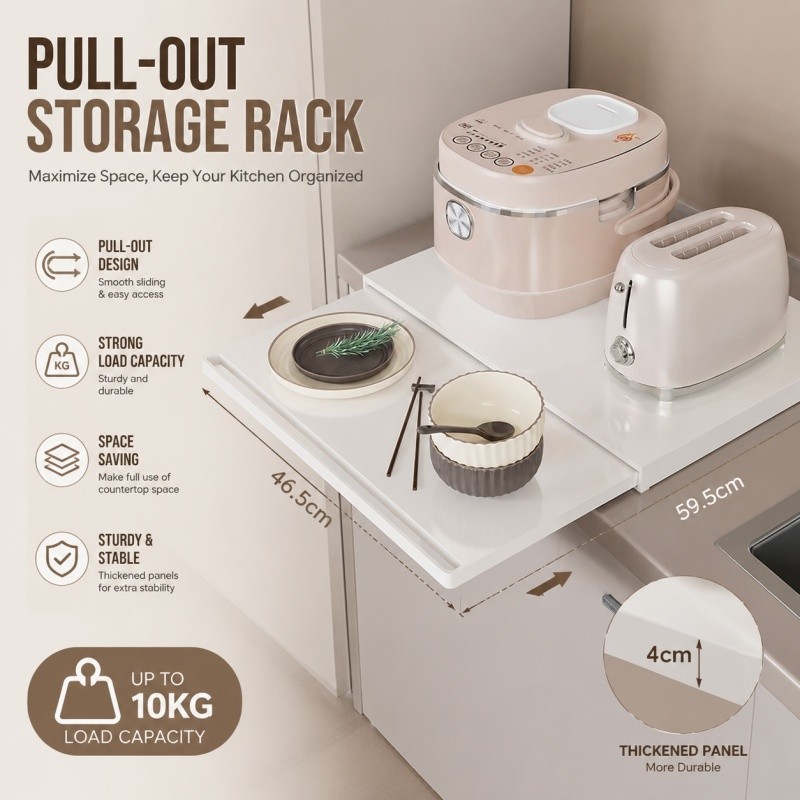 [SG Stock]Pull Out Rack for Rice Cooker, Extendable Microwave Slide ...