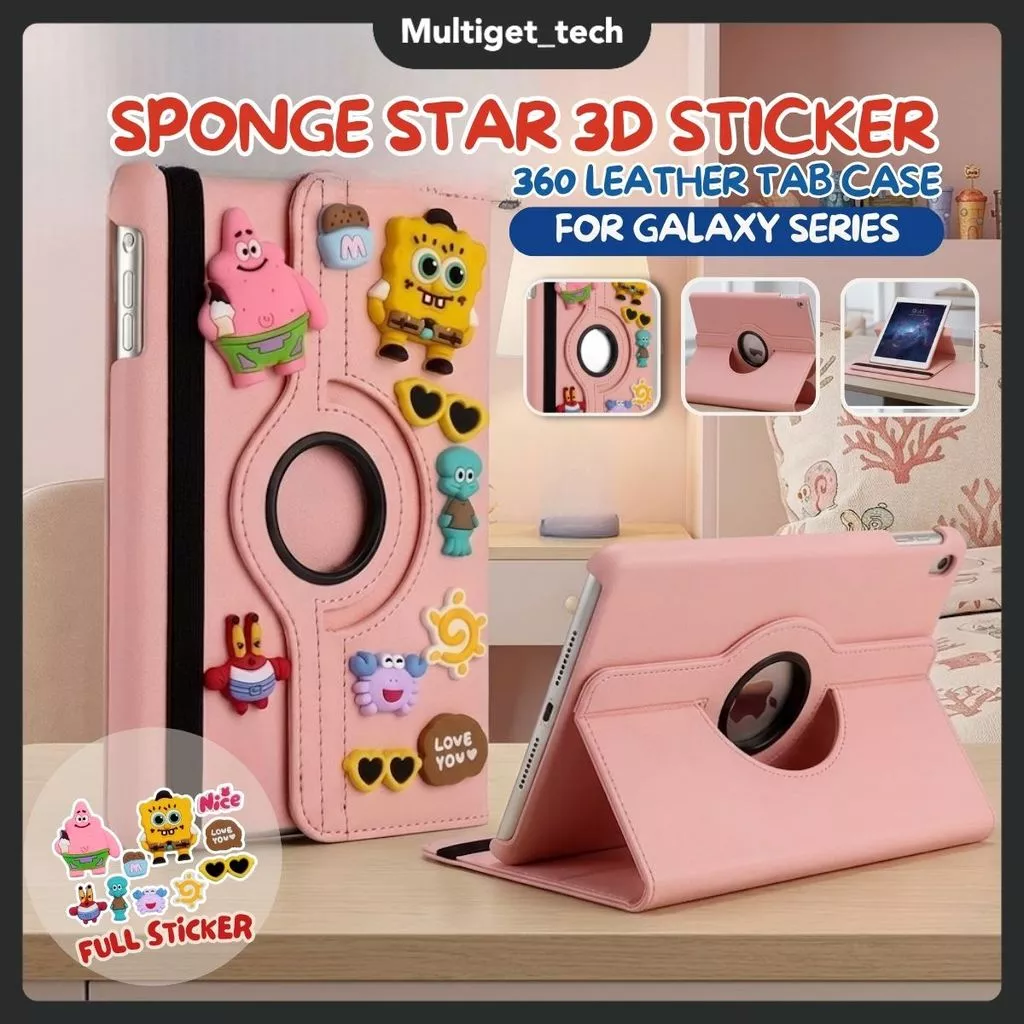 Case 360° SpongeBob And Friends Samsung Tab A11+ 11" S6Lite 10.4" A8 10.5" A9 PLUS 11" A7LITE 8.7" Cover Rotating Stand Anti Bentur