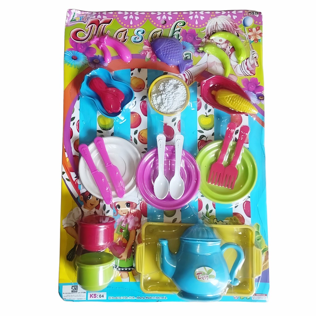 MAINAN MASAKAN SET PAPANAN/MAINAN SETPAKAI NASI/MAINAN LENGKAP DENGAN TEKO/MAINAN KITCHEN SET(KS-64) ANAK PEREMPUAN UMUR 3+ TAHUN
