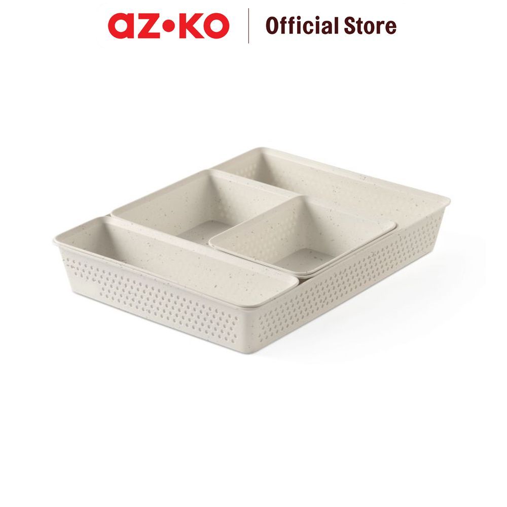 AZKO Tatay Organizer Laci Set 4 pcs Drawer Organizer Divider Tray Laci Pembagi Storage Compartment Insert Desk - Gambar 3