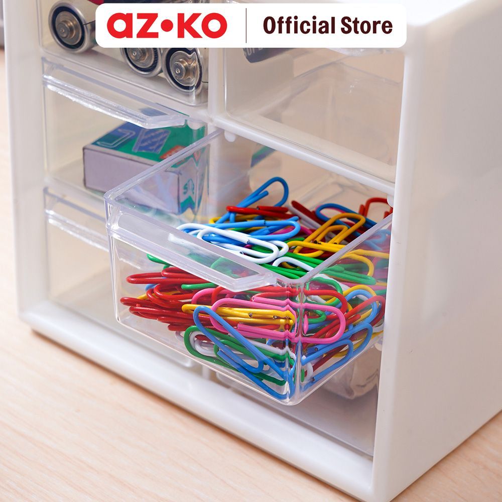 AZKO Stora Laci Penyimpanan Mini 6 Kompartemen Desk Drawer Organizer Tempat Alat Tulis Desk Storage Laci Meja - Gambar 4