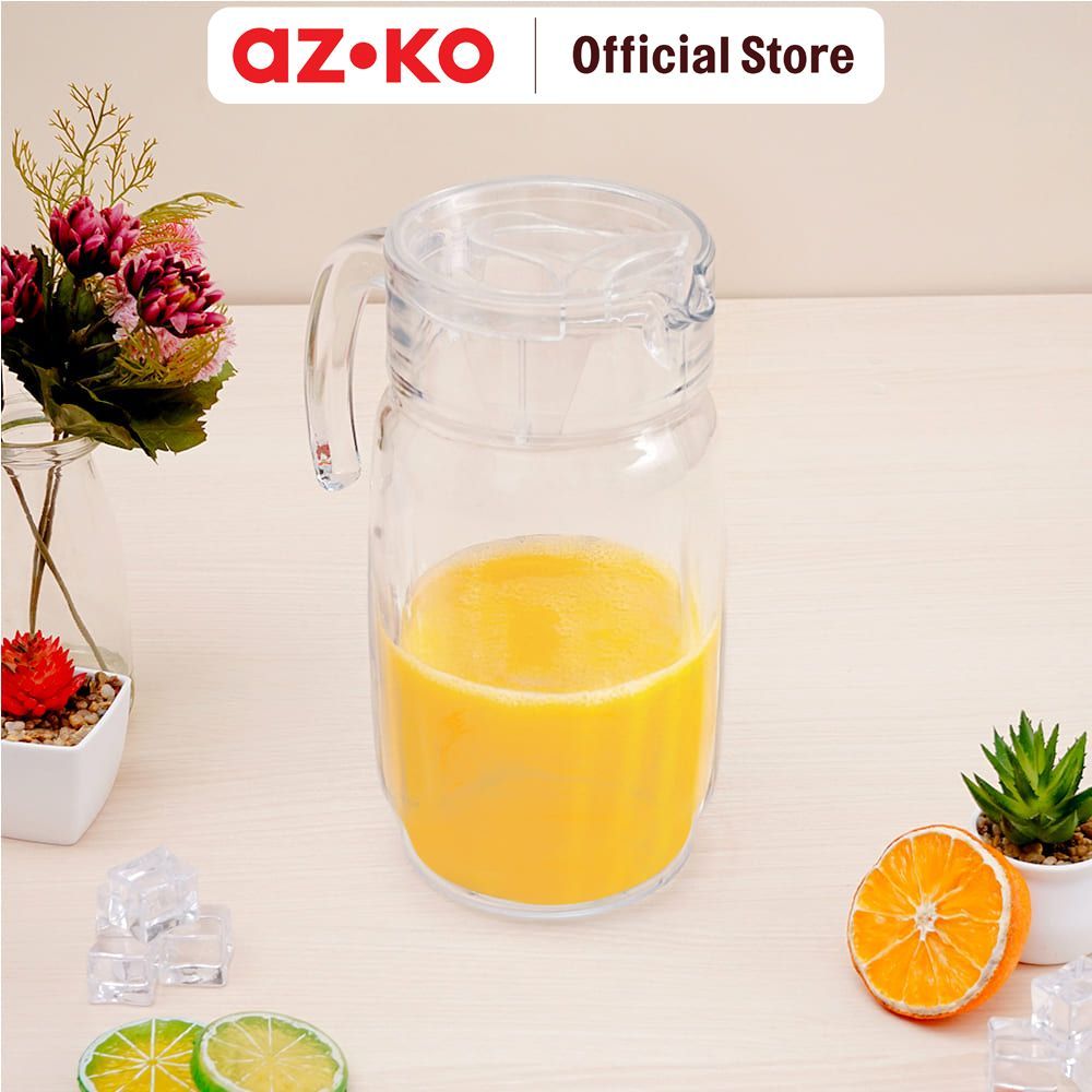 AZKO Culinart Teko Minum Kaca Dengan Tutup 2 Liter Transparan Water Jug Pitcher Air Carafe Minum Jug Rumah - Gambar 2