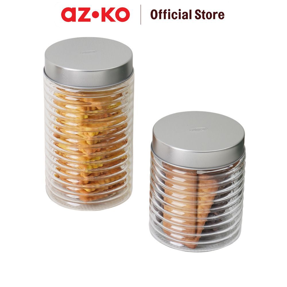 AZKO Culinart Stoples Kaca Dengan Tutup Putar Set 6 pcs Transparan - Silver Toples Jar Food Container Setoples Wadah Penyimpanan Kedap Udara - Gambar 3