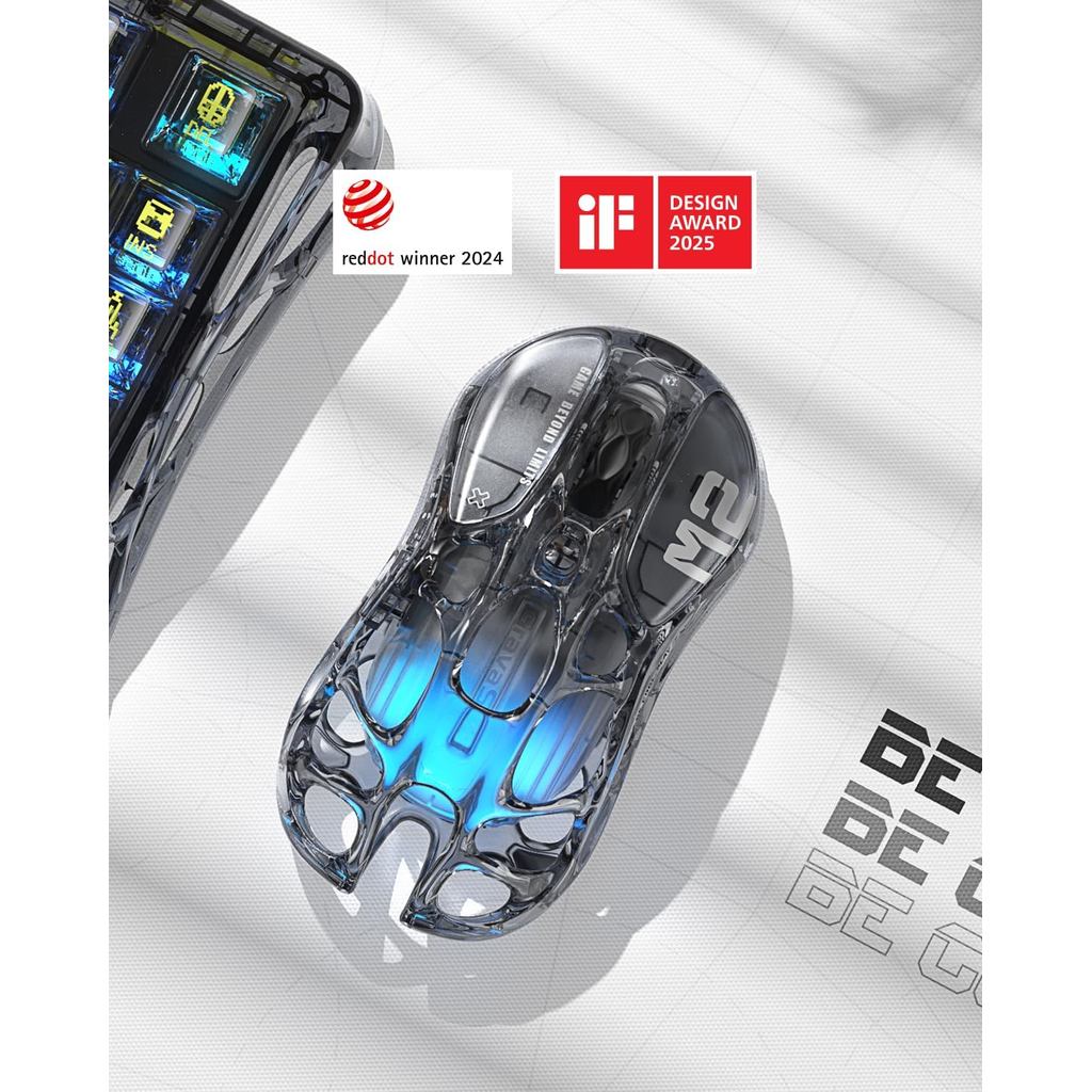 GravaStar Mercury M2 / M-2 Wireless Gaming Mouse Transparent Ergonomic Design - Gambar 2