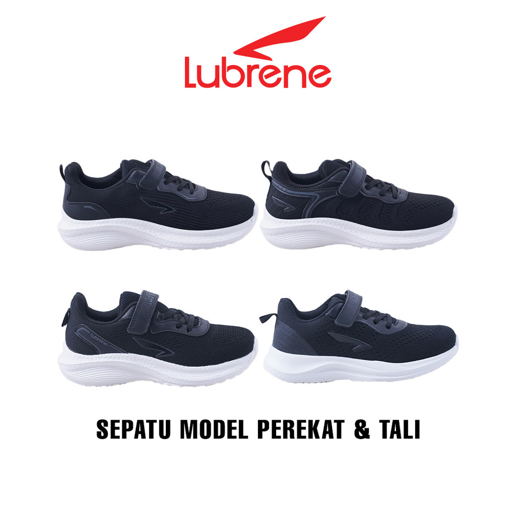 Lubrene Sepatu Sekolah Anak Laki Laki dan Perempuan Hitam Putih 29 sampai 38 - Sepatu Sekolah Anak TK SD SMP Sepatu Tali Sepatu Perekat Sepatu Anak Unisex Terbaru Terlaris Awet - Gambar 2