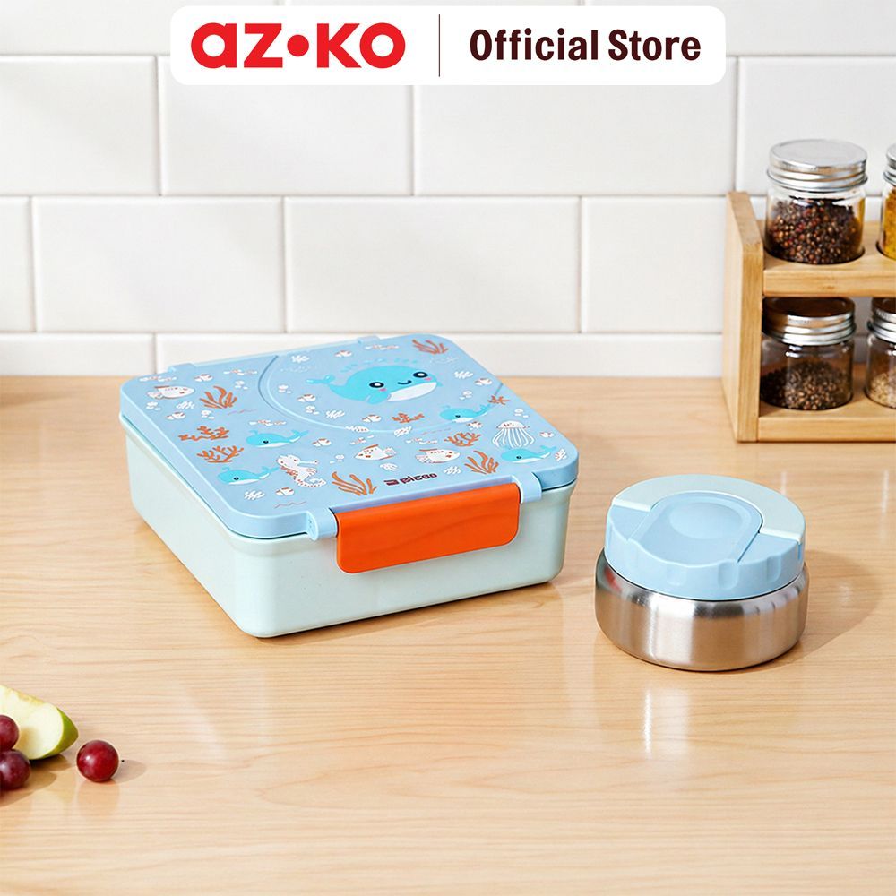 AZKO Picas Critter Kotak Makan Dengan Wadah Sup 1.6 Liter Set 2 pcs Bento Box Meal Container Tempat Bekal Lunch Box Kotak Bekal