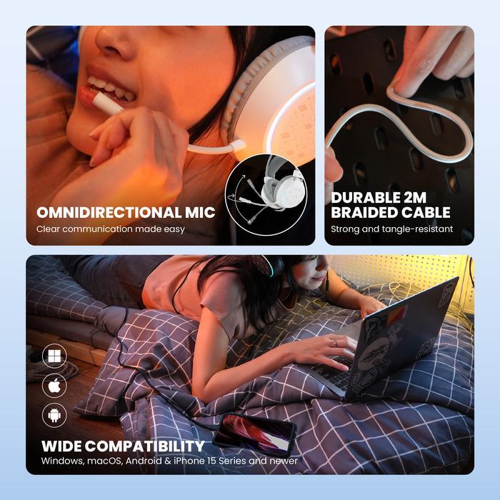 Rexus Thundervox HF10 Wired Headset Gaming Type-C - Virtual Surround 7.1 & RGB - Gambar 3