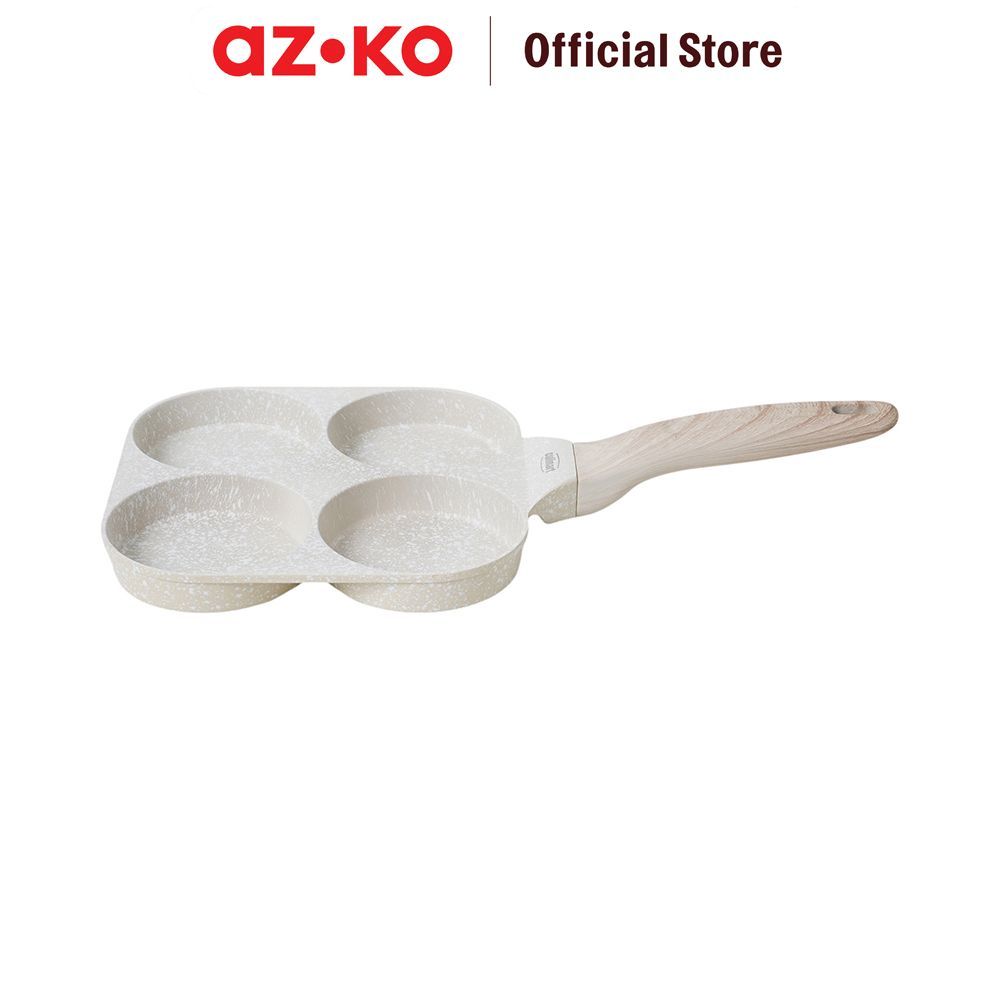 AZKO Culinart Wajan Penggorengan Telur 4 Cetakan Round Aluminium - Krem Frying Pan Skillet Pan Goreng Teflon Goreng - Gambar 3