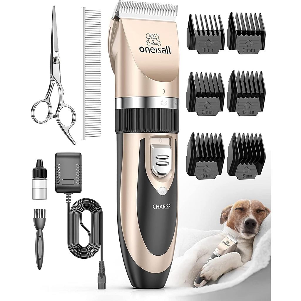 oneisall Dog Clipper Low Noise, Dog Grooming Kit with Rechargeable, Pet ...