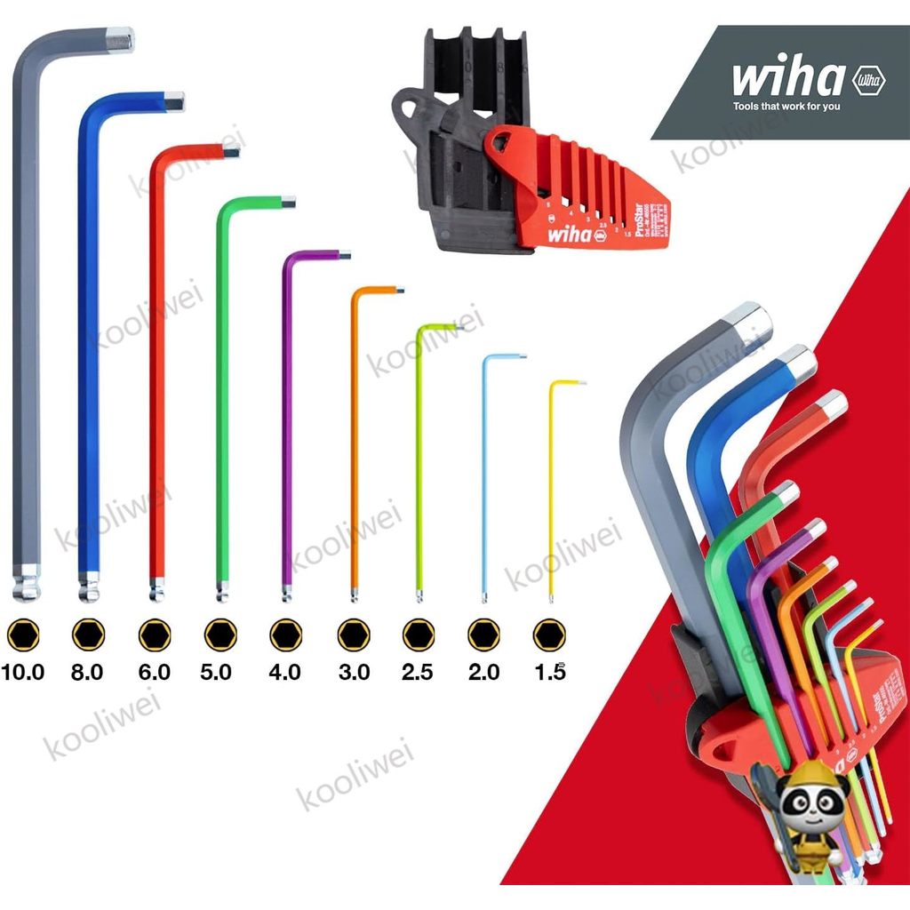 Wiha Allen Key Set in ProStar Holder Allen Key Set 9 Pieces Bright ...