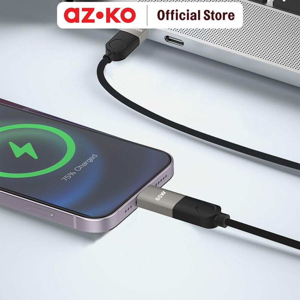 AZKO Sovox Kabel Charger 4in1 65 Watt 1 Meter - Hitam Charging Cable Kabel Casan USB Charger Data Cable - Gambar 3