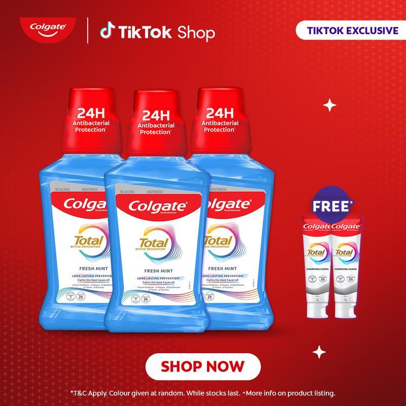COLGATE Total Mouthwash 500ml [Bundle of 3] + FREE Colgate Total ...