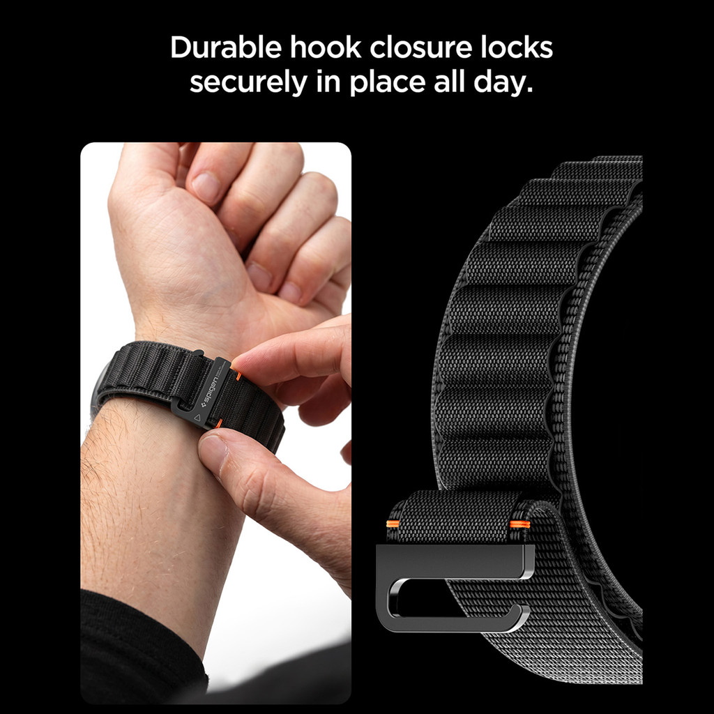 SPIGEN Strap for Samsung Galaxy Watch Ultra 2 47mm WBF1 Nylon Fabric Black Band - Gambar 2