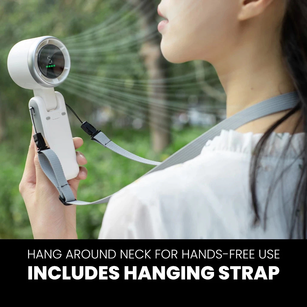 Kipas Angin Portable Strong Wind 100 Gear Speed Tampilan Digital LED Strong Wind pendinginan Foldable Neck Hanging - Gambar 2