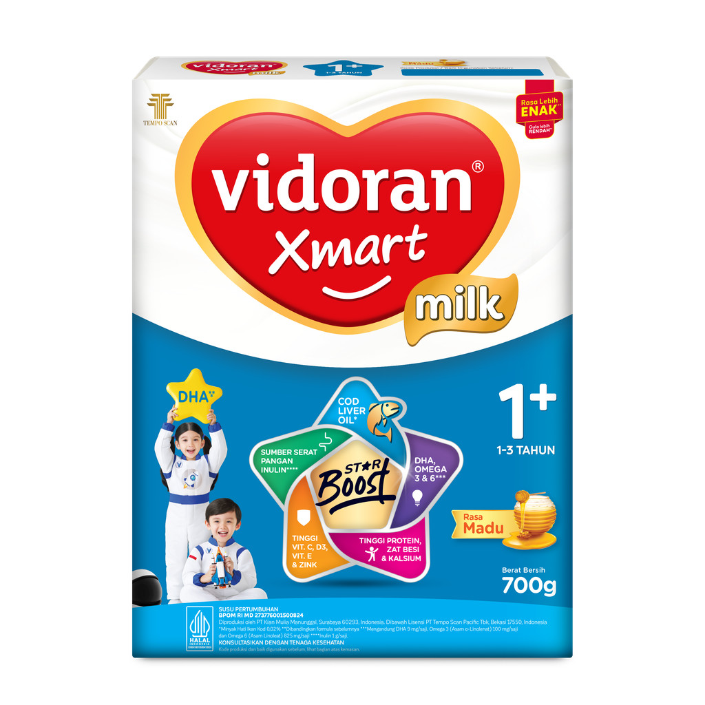 Vidoran Xmart 1+ 700g Madu + Vidoran Xmart 1+ 325g Madu - Gambar 2
