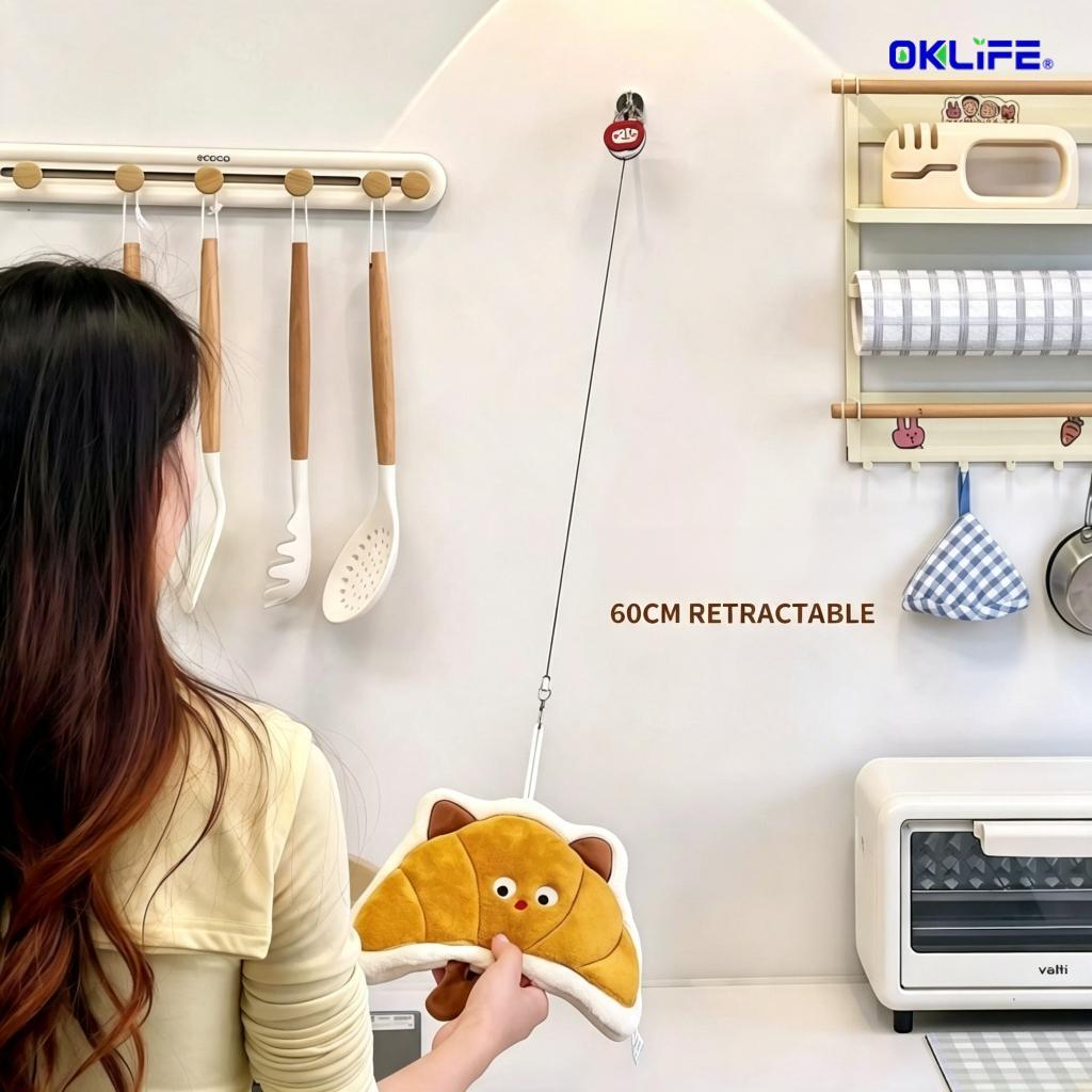 60CM Stretchable Retractable Hanging Clip Multifunctional Hook Clip for Towel Rag Cleaning Glove Home Use view 5