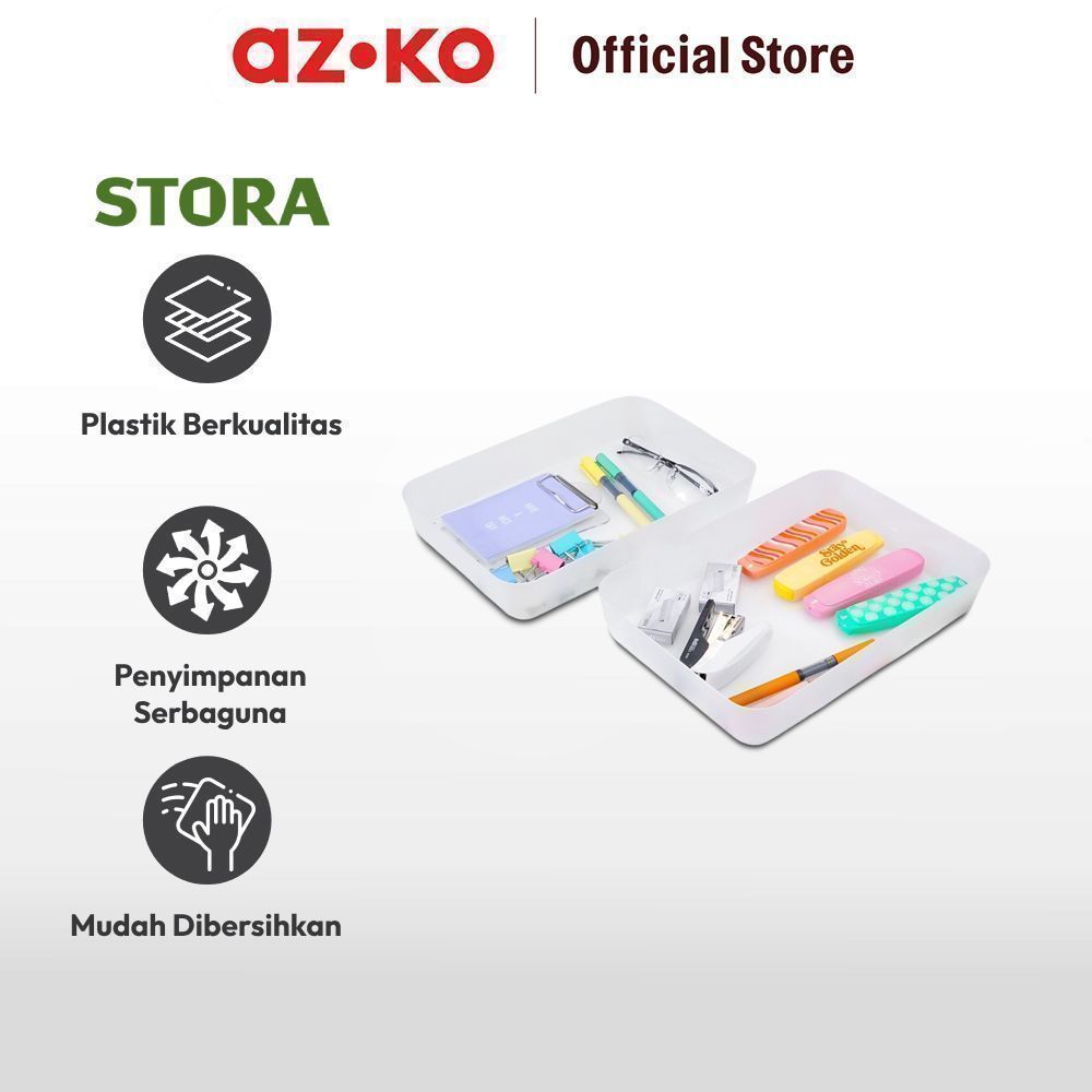 AZKO Stora Organizer Laci 26x18x4.5 cm Set 2 pcs Pembagi Laci Sekat Drawer Organizer Tray Laci - Gambar 3