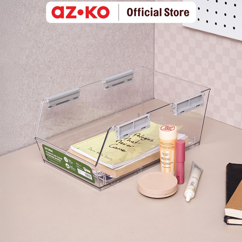 AZKO Stora Organizer Meja Stackable Transparan Desk Drawer Organizer Tempat Alat Tulis Desk Storage Laci Meja
