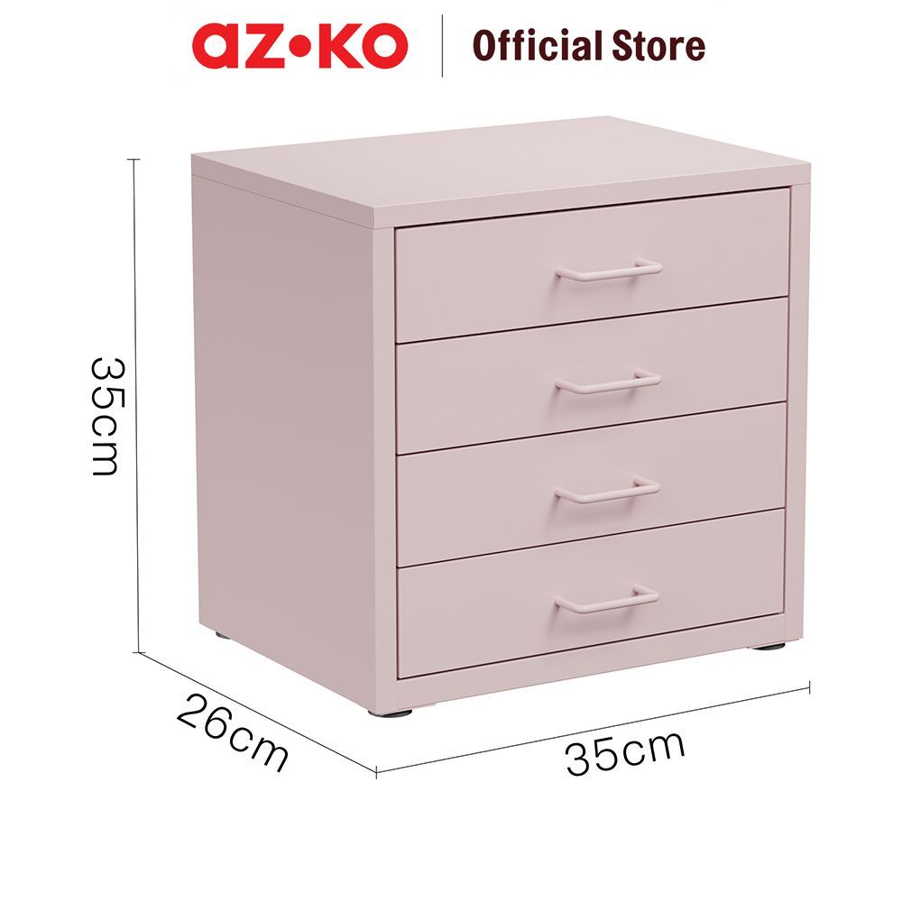 AZKO Stora Studia Laci Penyimpanan Mini 4 Tingkat - Pink Desk Drawer Organizer Tempat Alat Tulis Mini ge Laci Meja Kerja - Gambar 4