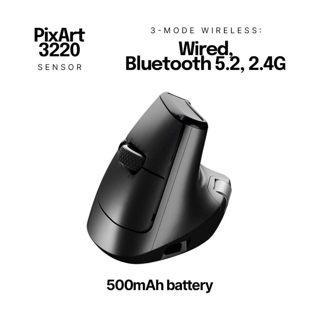 Press Play Airkeys Vertical Ergonomic Mouse 3in1 Connection with LED Display M2 - Gambar 3
