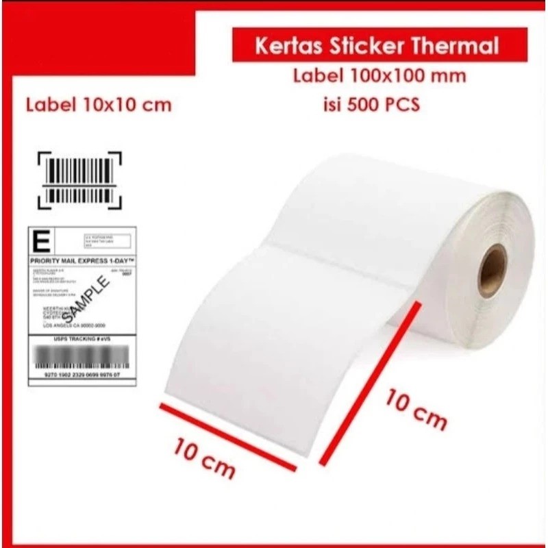 100MM X 100MM X 500PCS / KERTAS PRINTER RESI LABEL STIKER THERMAL - Gambar 4