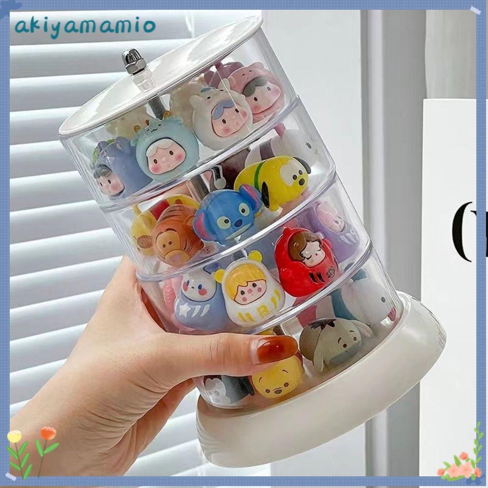 AKIYAMAMIO Pop Bean Display Rack, With Cover 360 Rotation Figurine ...