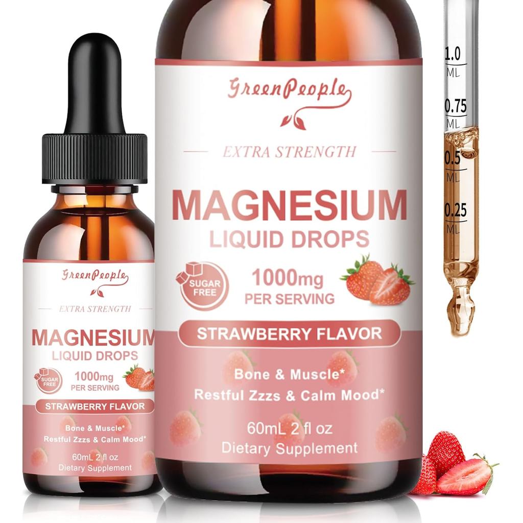 Magnesium Glycinate Liquid Drops - 1000mg 5-in-1 High Absorption Liquid ...