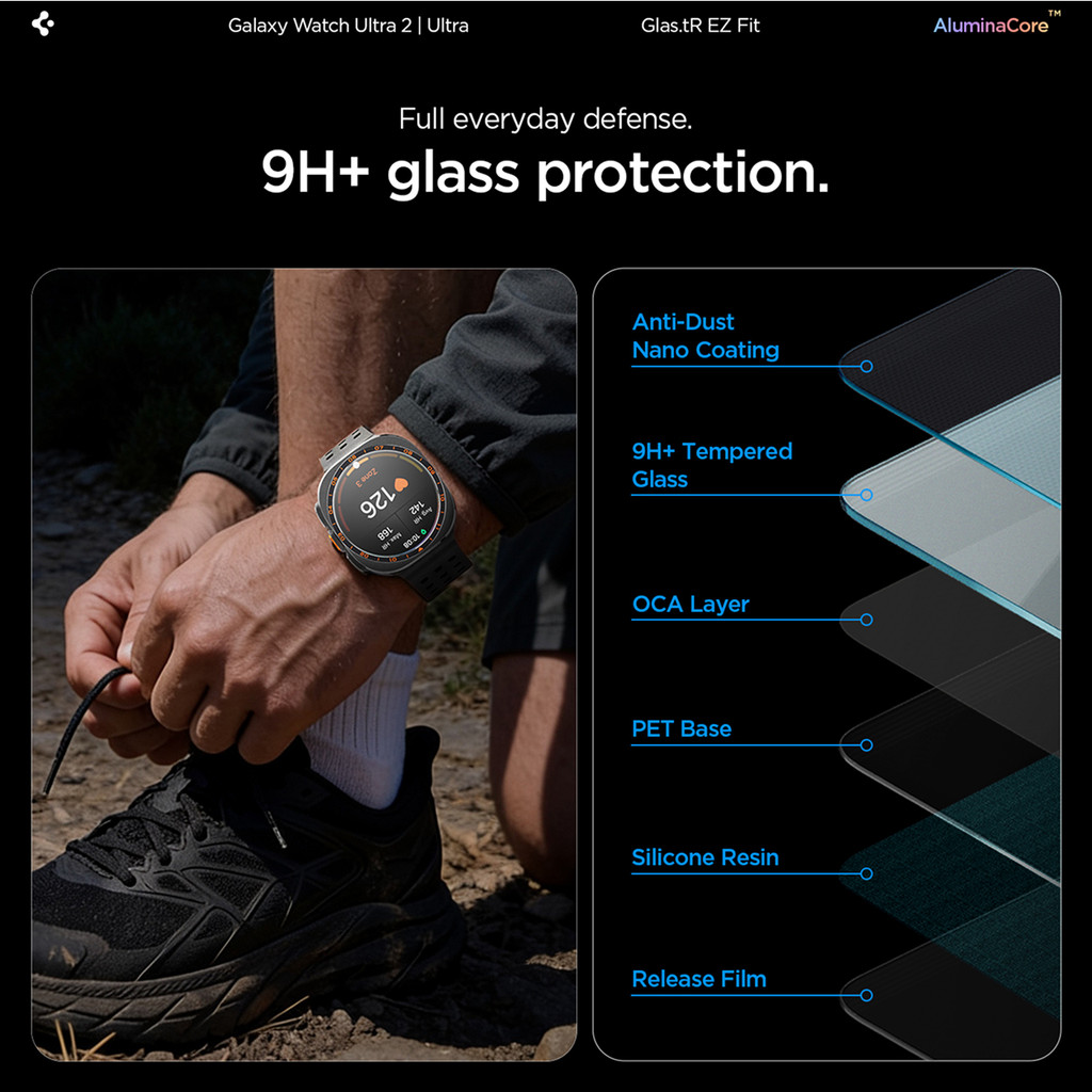 SPIGEN Tempered Glass for Samsung Galaxy Watch Ultra 2 47mm GlastR EZ Fit Clear Anti Scratch Screen Protector - Gambar 3