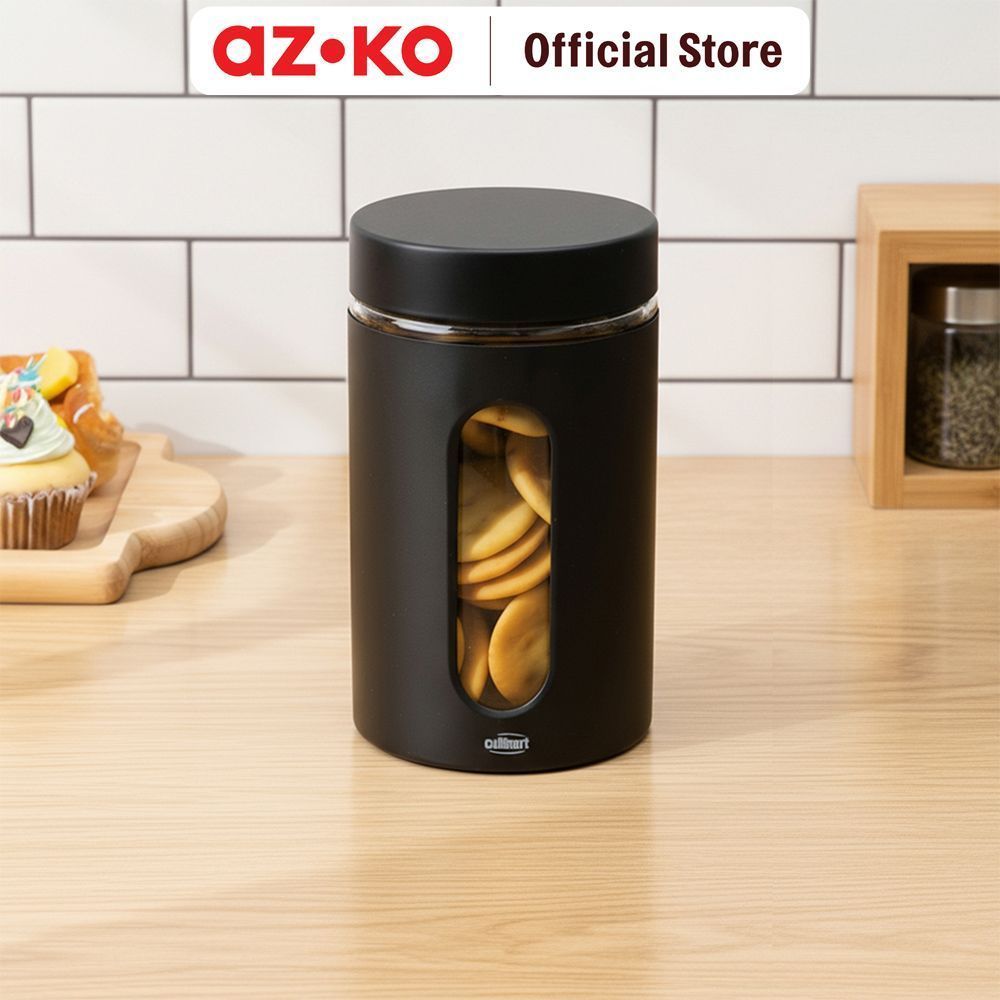 AZKO Culinart Cany Stoples Kaca 950 ml - Hitam Toples Jar Food Container Setoples Wadah Penyimpanan Kedap Udara