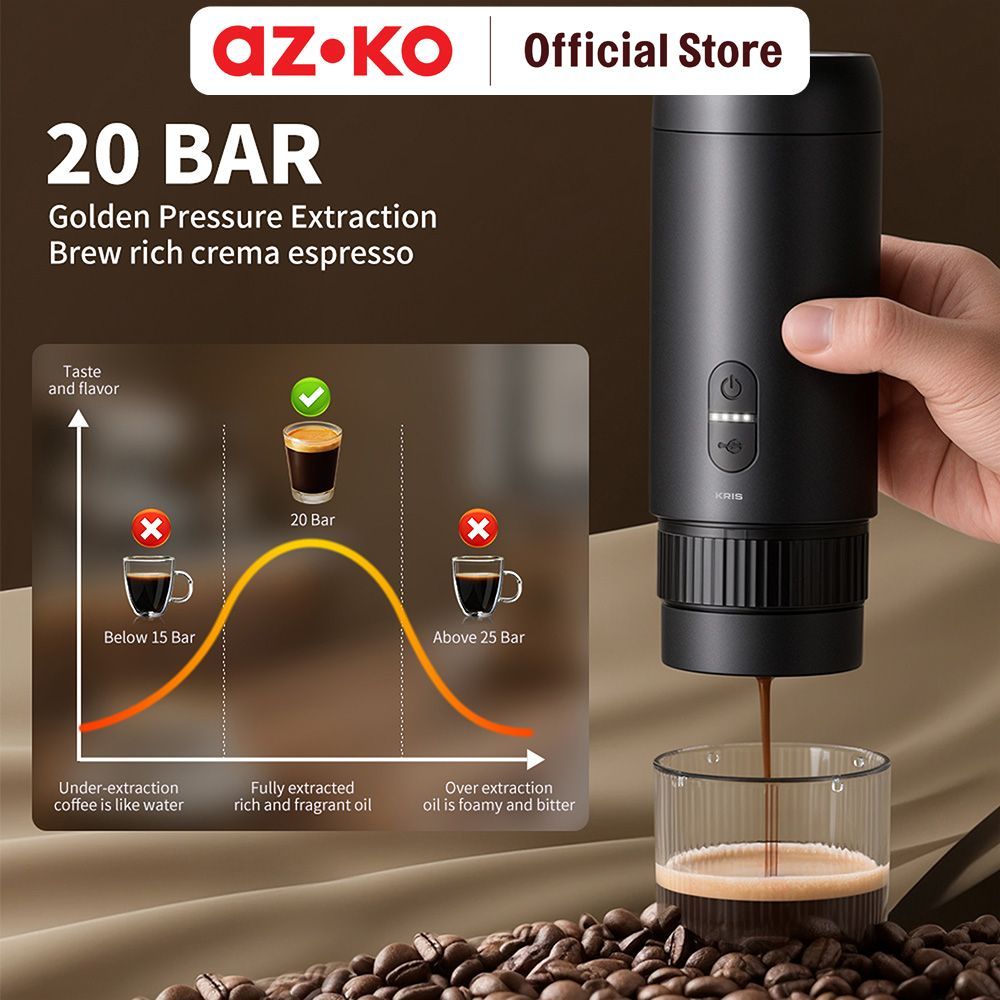 AZKO Kris Coffee Maker Espresso Portable Rechargeable 90 ml - Hitam Mesin Kopi Pembuat Kopi Coffee Machine Alat Seduh Elektrik - Gambar 3