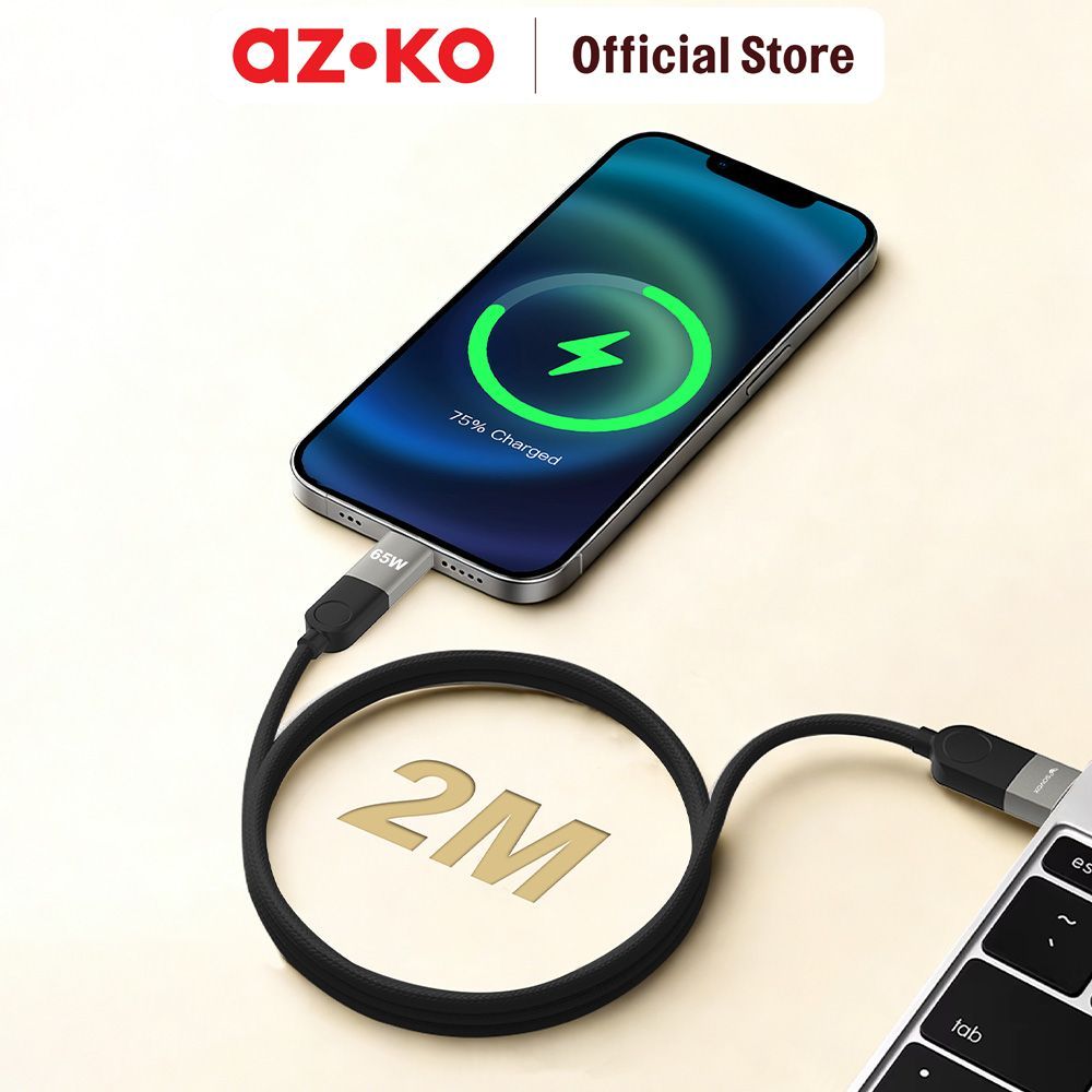 AZKO Sovox Kabel Charger 4in1 65 Watt 2 Meter - Hitam Charging Cable Kabel Casan USB Charger Data Cable - Gambar 2