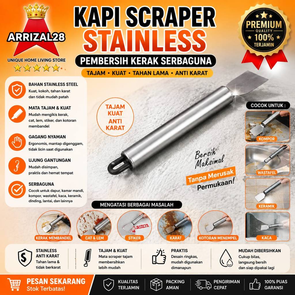 KAPI SCRAPER STAINLESS PEMBERSIH KERAK SERBAGUNA