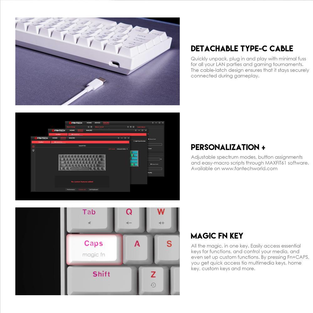 Fantech MK857 / MK-857 Maxfit61 Wired RGB 60% Mechanical Gaming Keyboard - Gambar 4