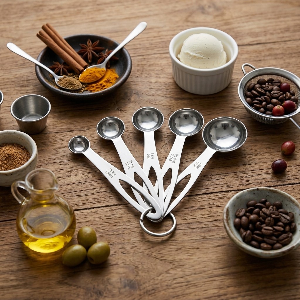 TaffHOME Sendok Takar Bumbu Dapur Set 5 Pcs Stainless Steel Measuring Spoon Kue Kopi Akurat