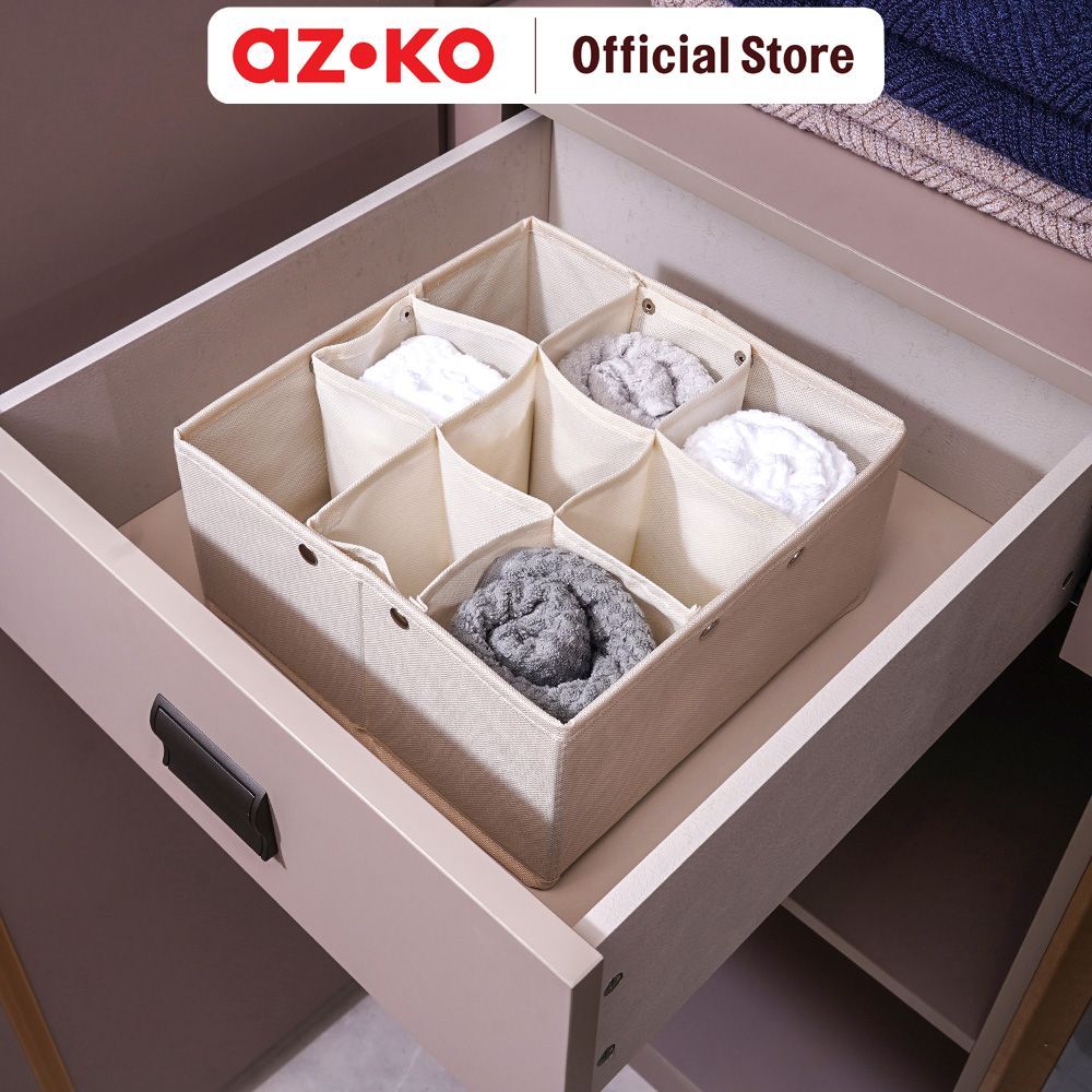 AZKO Stora Organizer Laci Kompartemen - Krem Beige Drawer Organizer Divider Tray Laci Pembagi Storage Compartment Insert Desk