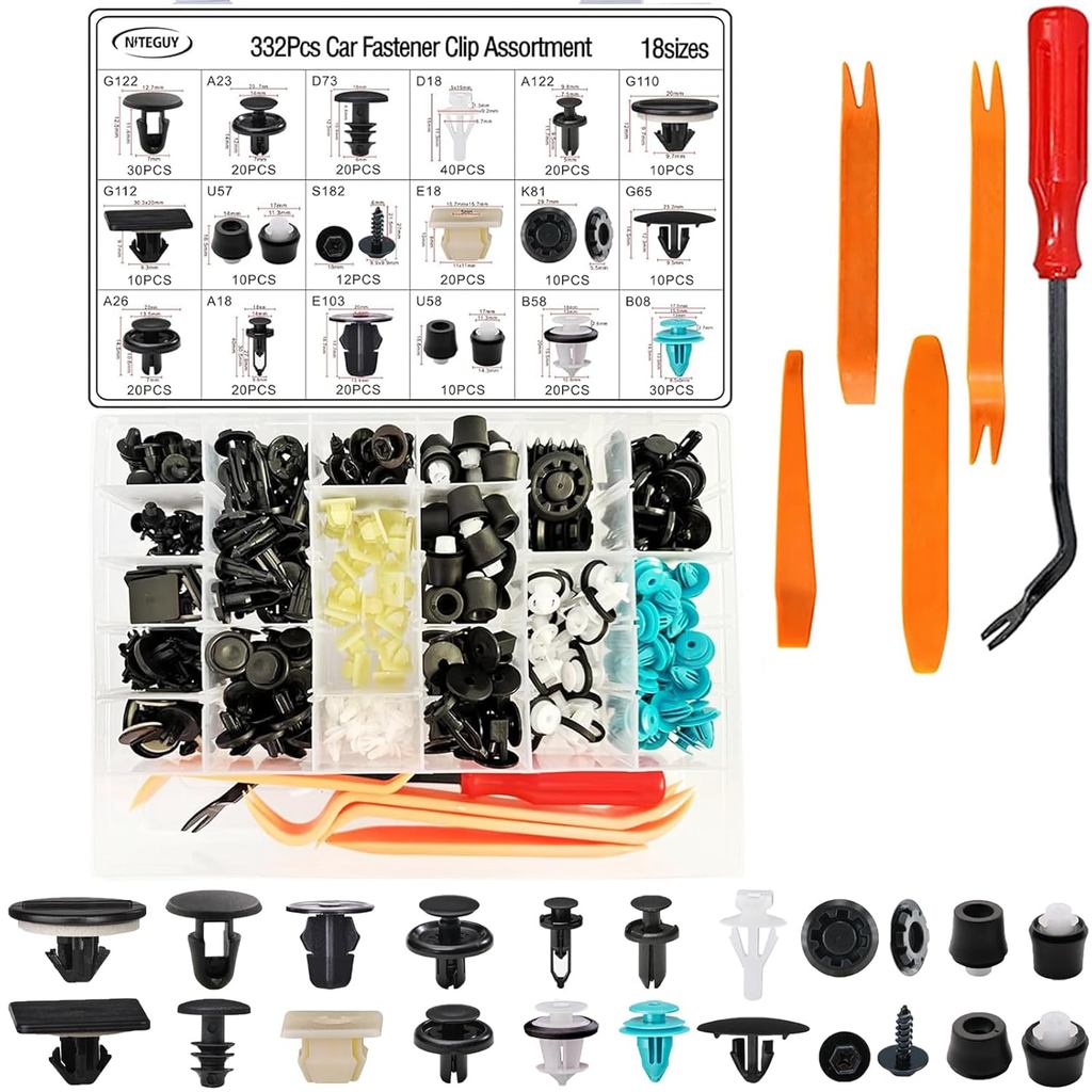 332Pcs Toyota Car Retainer Clips Auto Fasteners Assortment-18 Most ...