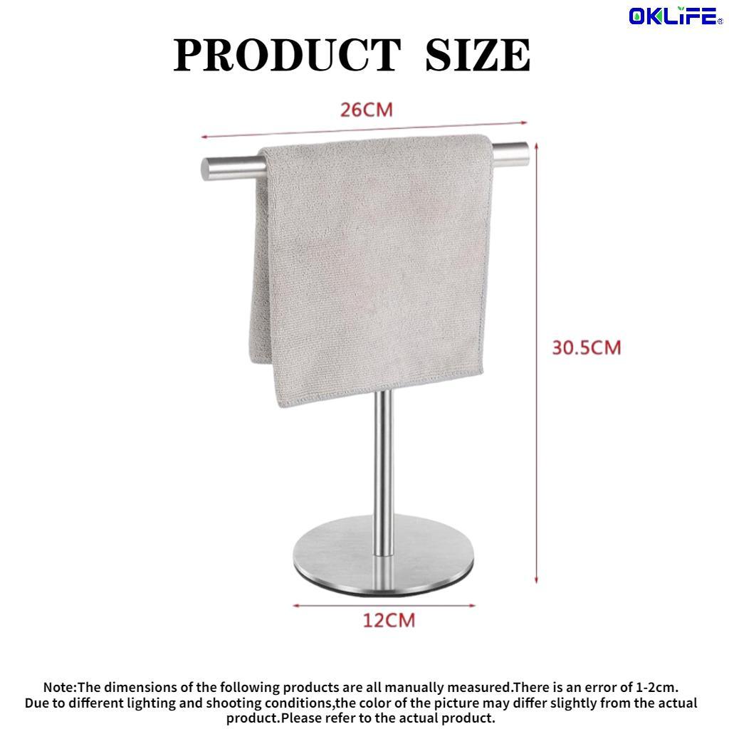 Waterproof Anti-Rust Stainless Steel T Bar Towel Rack Freestanding Desktop Towel Stand Stable Base Towel Holder view 6