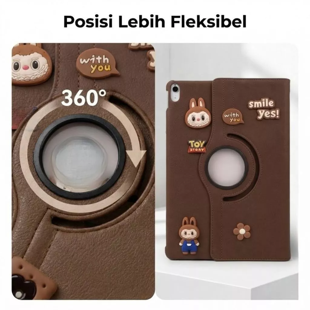 Leather Case Tablet 360° Samsung A11+ 11" S6Lite 10.4" A8 10.5" A9 8.7" A7LITE 8.7" Cute Character Series 3D Labu bu Flip Cover Rotary - Gambar 4