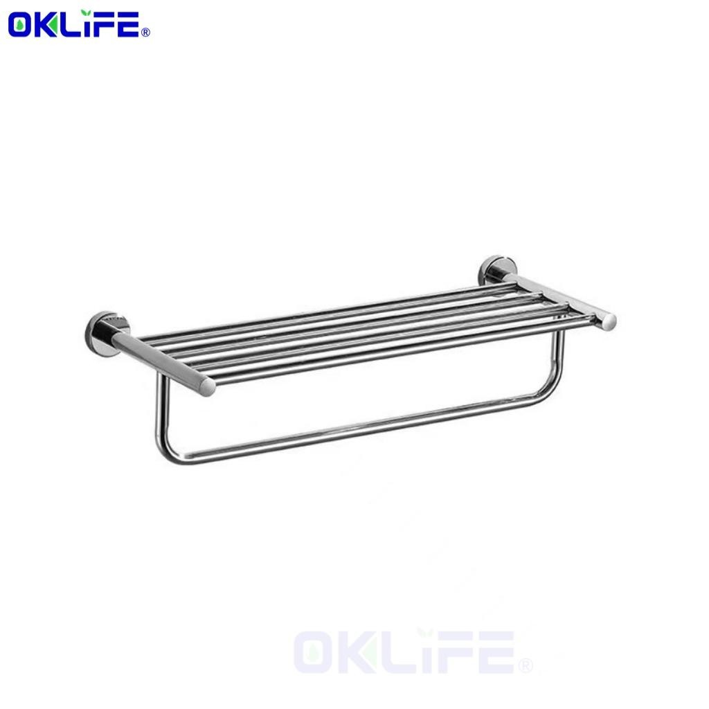 SUS 304 Stainless Steel Wall Mounted Matt Silver Bathroom Towel Hanging Rack Towel Storage Organizer view 10