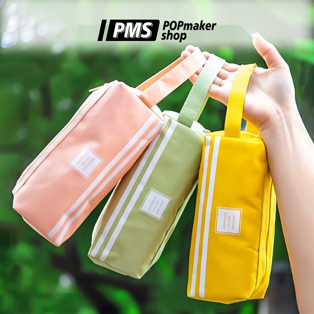 POPmaker shop kotak pensil dua sisi resleting praktis untuk anak sekolah alat tulis serbaguna H561 COD - Gambar 4