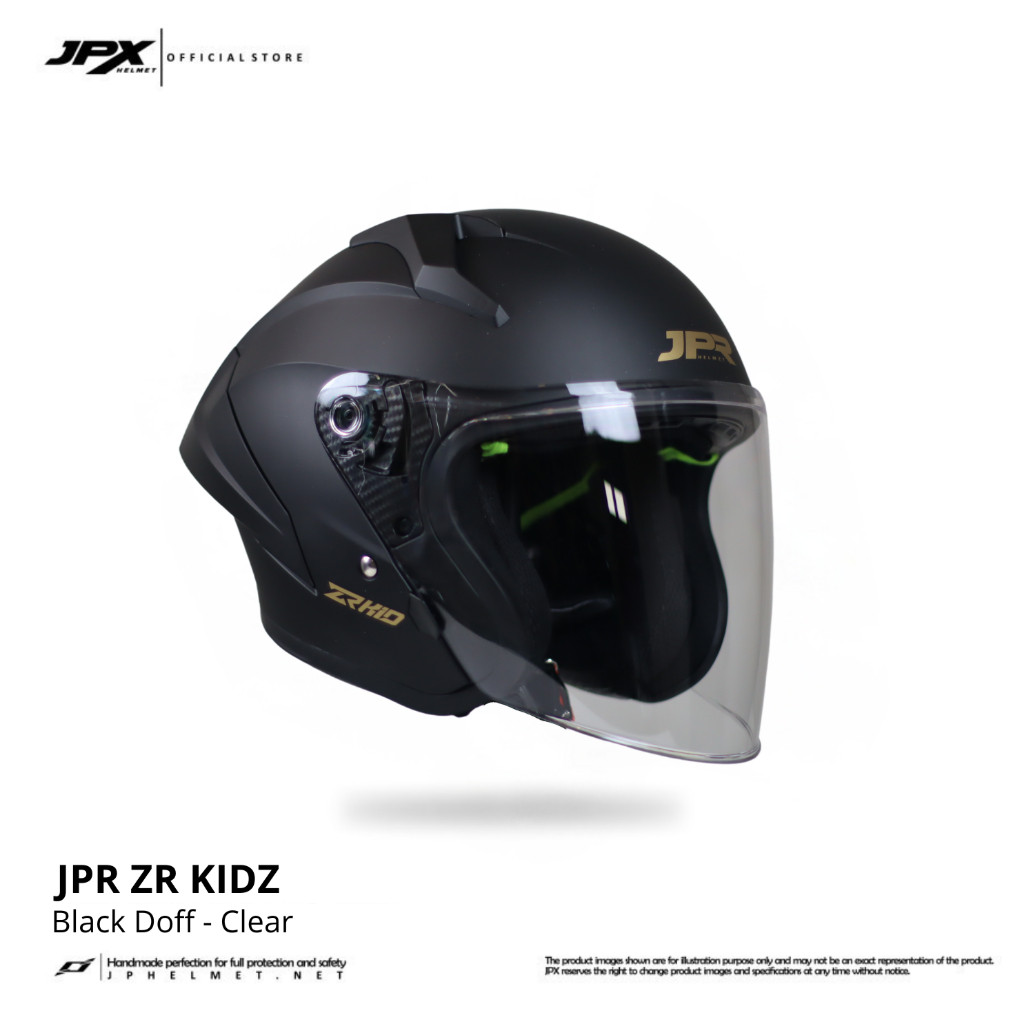 Helm Halfface JPR ZR Kidz Original Full ABS SNI - Black Doff - Gambar 4