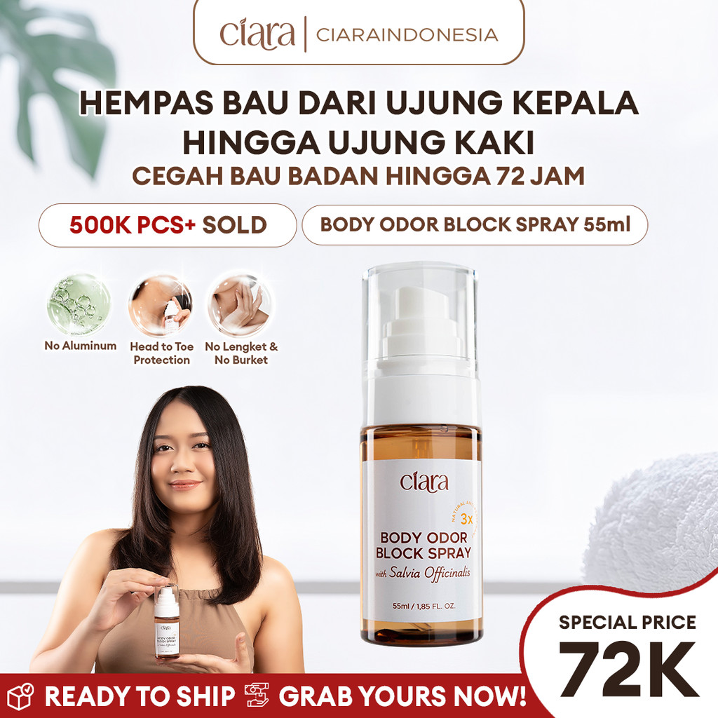 [NEW LAUNCH] Ciara Body Odor Block Spray Antiperspirant Natural Bunuh bakteri & cegah bau badan hingga 72 jam Anti Keringat, Bebas Tawas penghilang bau badan deodorant natural tahan 72 jam anti iritasi deodorant sensitive skin