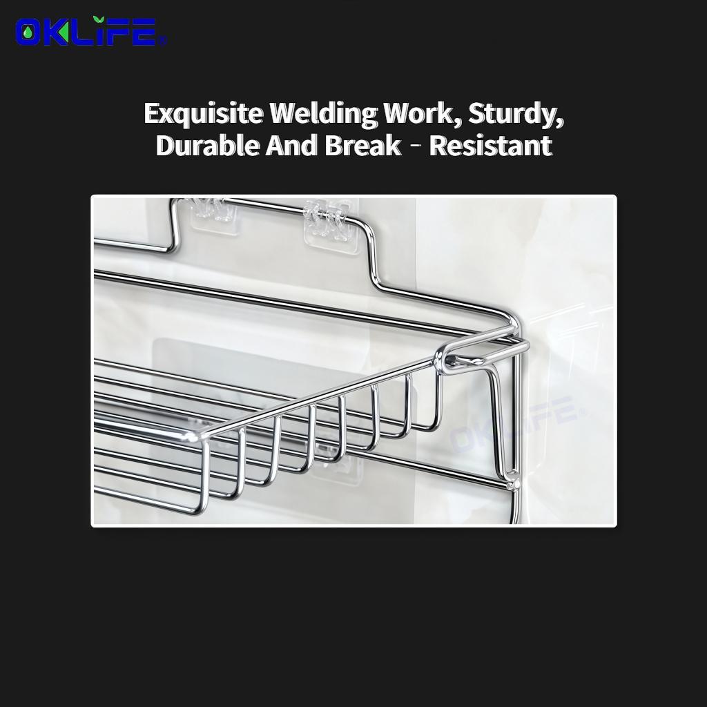 Wall Mount No Drill Storage Shelf Stainless Steel Foldable Multi‑Layer Organizer for Kitchen Spice Container view 6