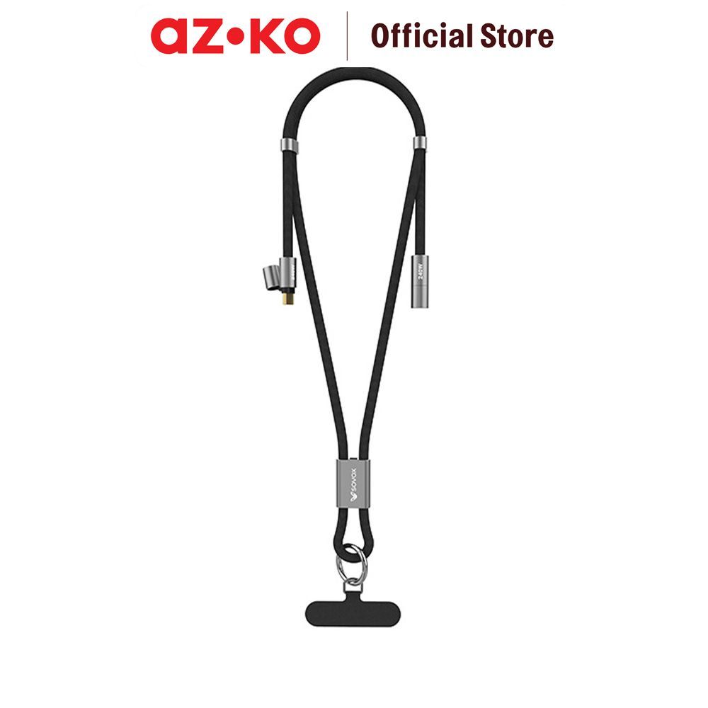 AZKO Sovox Kabel Charger Phone Strap Type-C To Type-C 240 Watt 1.5 Meter - Hitam Fast Charging Kabel HP Braided Cable Aksesoris Gadget Pengisi Daya