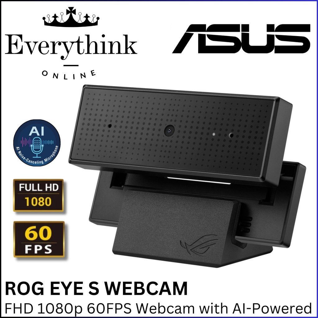 ASUS ROG EYE S FHD 1080P 60 FPS WEBCAM WITH AI-POWERED, NOISE-CANCELING ...