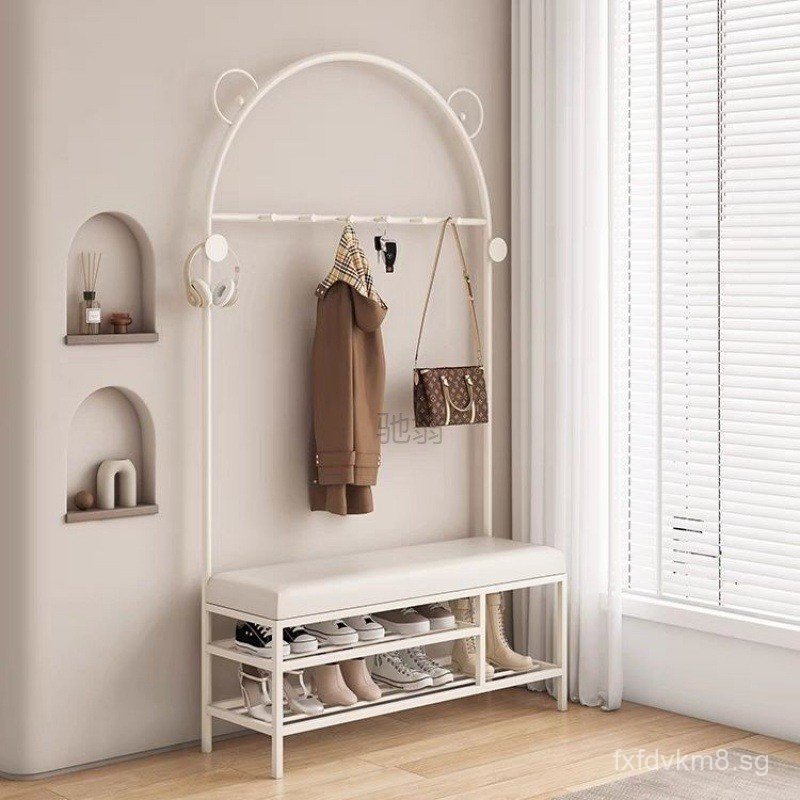3l Entryway Shoe Bench with Integrated Clothes Rack, Cream Style, Home ...