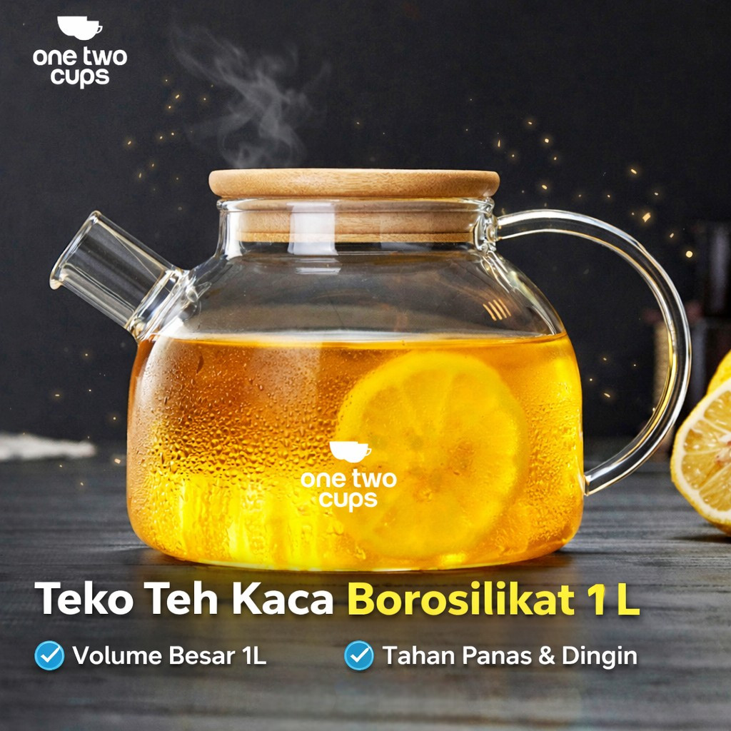 AKIEMSTR Teko Teh Kaca Borosilikat Saringan Tahan Panas Teapot 1L - BR-384