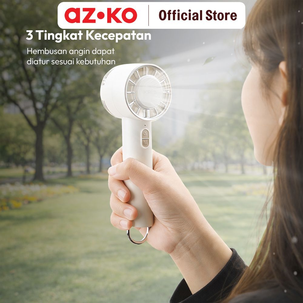AZKO Kris Kipas Angin Portabel Rechargeable - Putih Kipas Tangan Handheld Fan Portable Cooling Fan Pendingin Genggam - Gambar 2