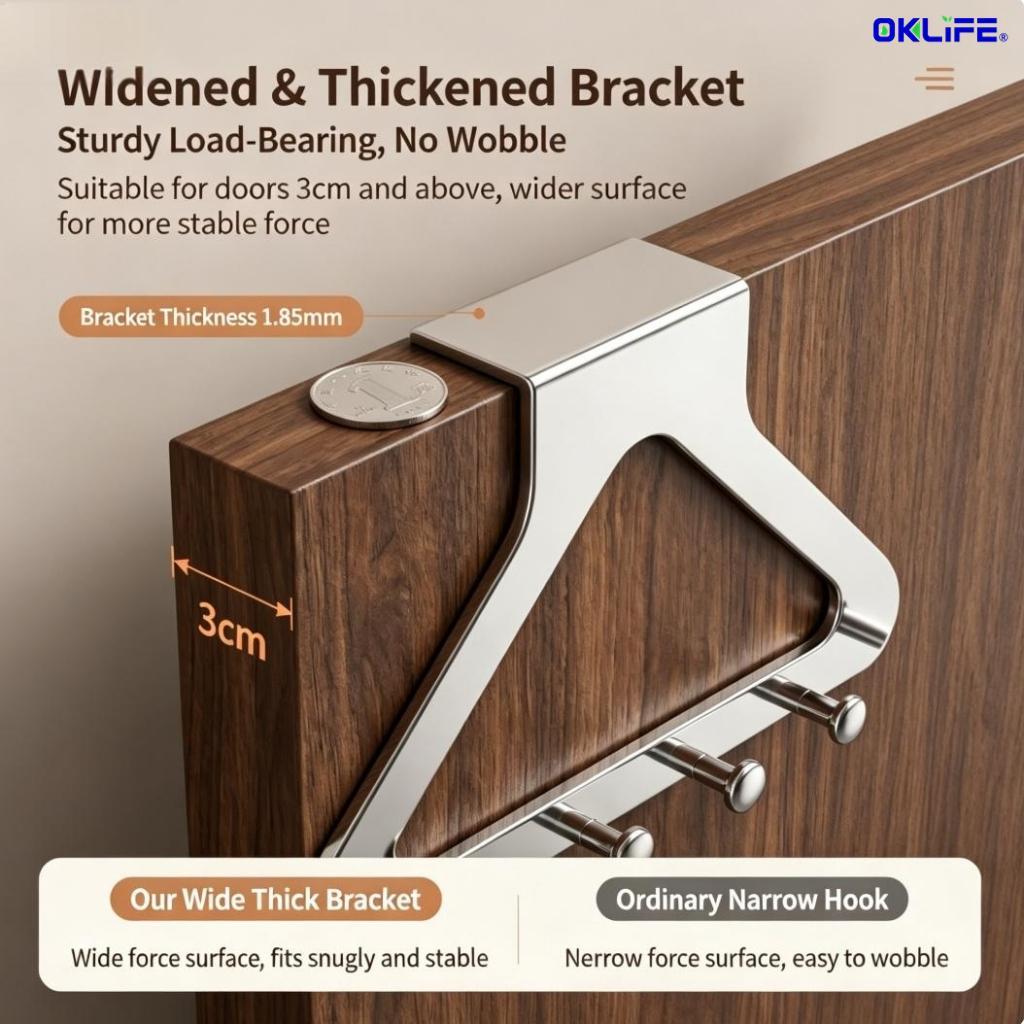 Metal Over The Door Hook Hanger Rack Multi‑Hook Door Back Storage Organizer for Clothes Bag Keys view 7