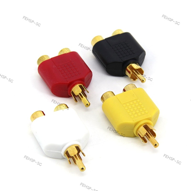 2/4pcs gold plated Audio Video 1 Rca male to 2 rca female 2RCA Socket ...